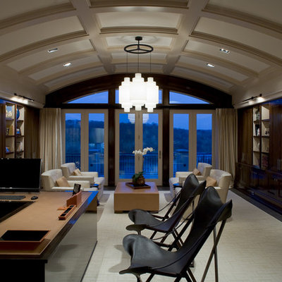 Home office - contemporary freestanding desk carpeted home office idea in DC Metro
