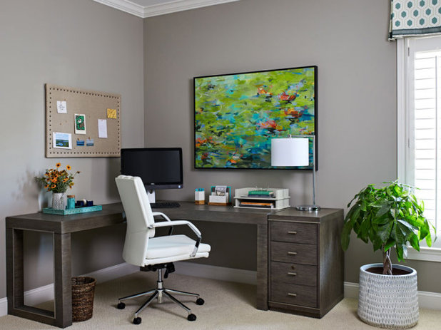 Transitional Home Office by Manlove and Company Interiors