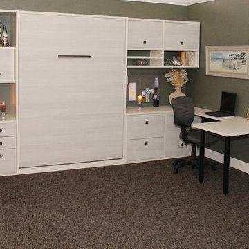 Queen panel bed and small office