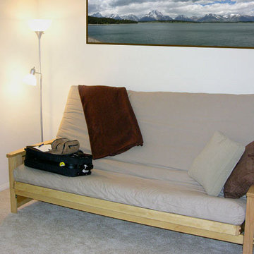 Queen size Futon Bed with Flip Side tray in Natural Wood Finish