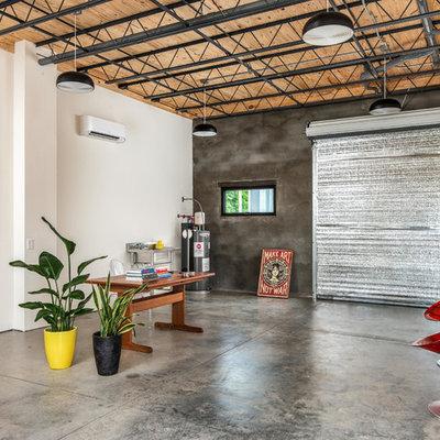 Small urban concrete floor home studio photo in Nashville with gray walls