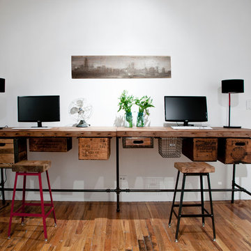 Reclaimed wood work station for office
