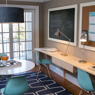 Home office - contemporary home office idea in DC Metro with beige walls