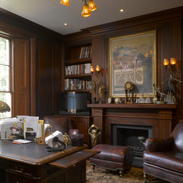 Residential Refurbishment with Timber-panelled Study in Kensington, London, W8