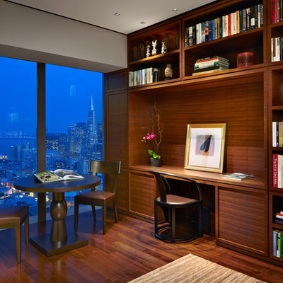 Home office - contemporary built-in desk home office idea in San Francisco