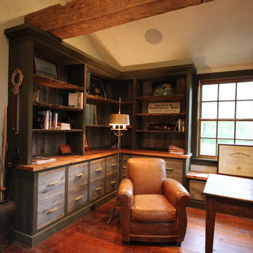 Rustic home office - Custom Reclaimed Wood Millwork