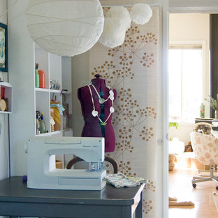 Example of a cottage home office design in Santa Barbara