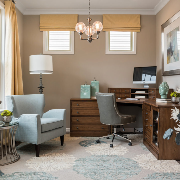 75 MidSized Medium Tone Wood Floor Home Office Ideas You'll Love