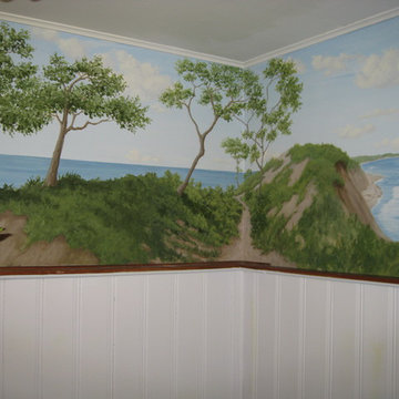 Seaside Mural in Home Office (whole-room mural)