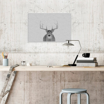 "Serious Deer" Floater Framed Painting Print on Canvas