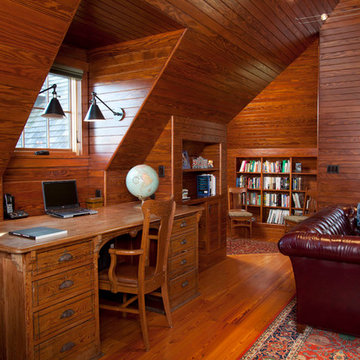 Shingle Style Carriage House - Living Room & Study