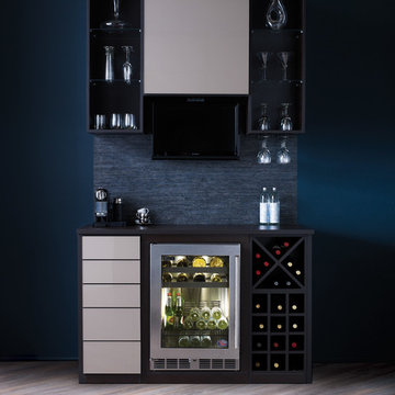 Sleek Home Bar with Pull-Down TV