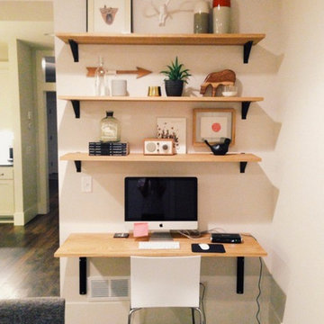 Solid White Oak Shelves with Black Steel Brackets