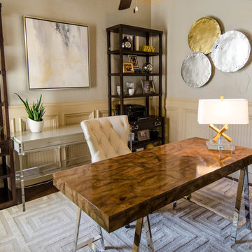 Sophisticated Mid-Century Modern Office Touches of Metallic Glam