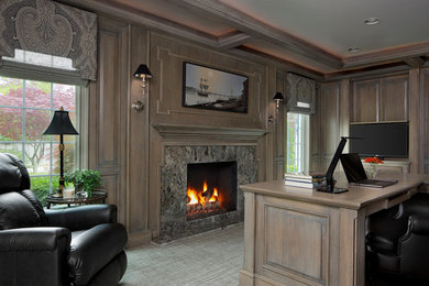 Inspiration for a transitional home office remodel in Detroit