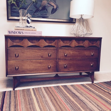 Striped Kilim adds depth in a Home Office