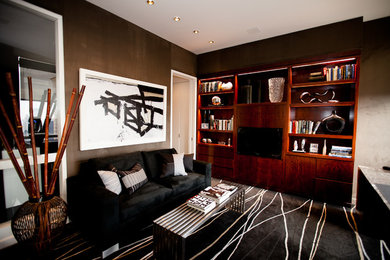 Example of an asian home office design in New York