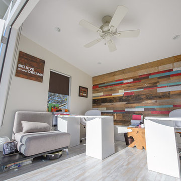 Studio Shed home office with custom interior walls