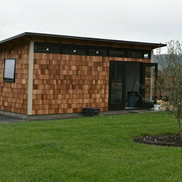 Studio Shed Office with Cedar Shake Siding