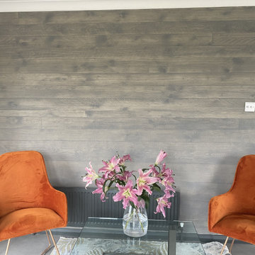 Subtle Grey Wood Concrete Wall in Reception Area