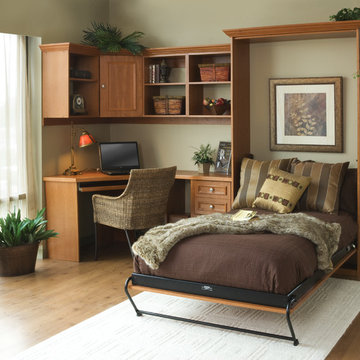 Summer Flame Wood Finished Home Office with Murphy Bed Pull Out