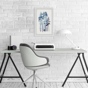 "Tall Blue Trees" Framed Painting Print