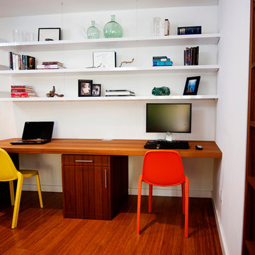 Teak Waterfall Desk & Floating Shelves Suite