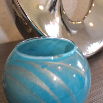 Teal Glass Candle