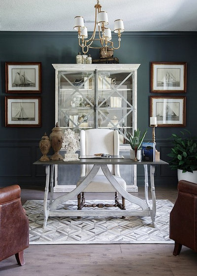 Transitional Home Office by Cottage Home Company