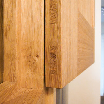 Through Mortice detail - Bespoke Oak Cabinets
