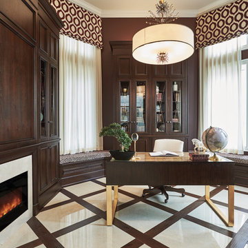 Traditional Library/Study with Fireplace
