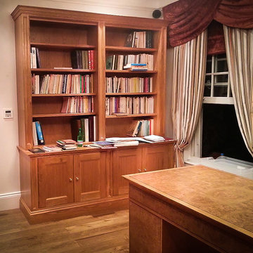 Traditional Oak Library with Oak Burr and Ebony Desk