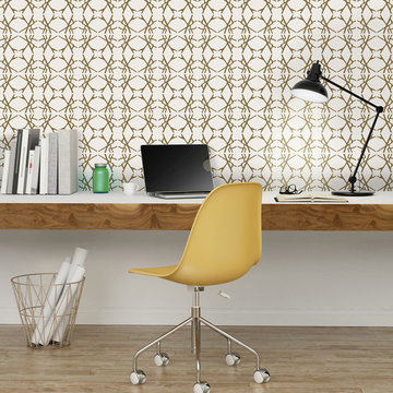 Tyles Marbled Starburst in metallic gold, in home office