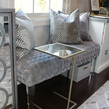 Velvet Tufted Bench and Mirror Side Table