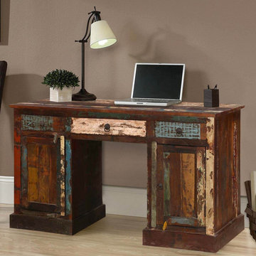 Venus Reclaimed Wood Office Desk with Drawers & Doors