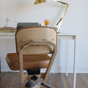 Vintage Desk Chair and Gold Lamp