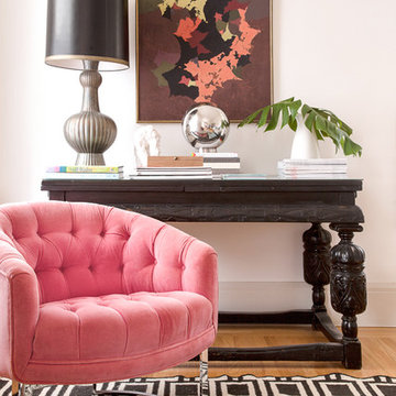 Vintage Milo Baughman Pink Velvet Chair