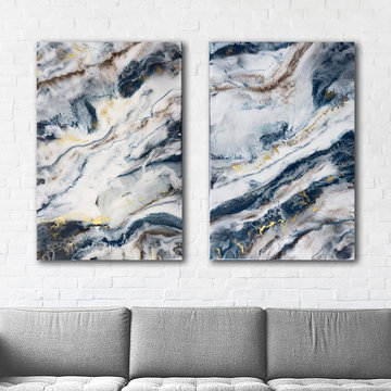 White and Blue Marble Canvas Art