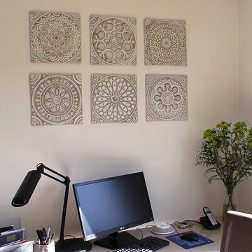 White & Taupe Tiles wall art installation 2
