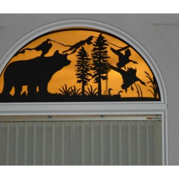 Window Insert with Bears for Home Office