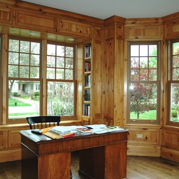 Window Seat, Bookcase and Paneling at Desk Area