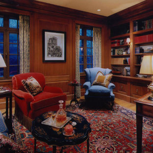 Large elegant home office photo in Boston