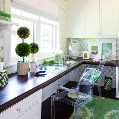 Inspiration for a transitional built-in desk home office remodel in Minneapolis