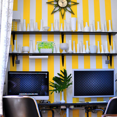 Eclectic home office photo in Austin with multicolored walls