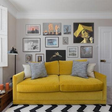 Yellow Sofa Study Interior Design in Richmond, West London