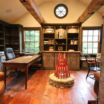 Zander Woodworks - Rustic Study with barn siding and antique oak