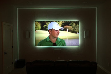 Example of a trendy home theater design in Oklahoma City