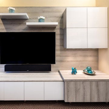 Ash Tabac Media Center with White Acrylic Display - Danville Showroom