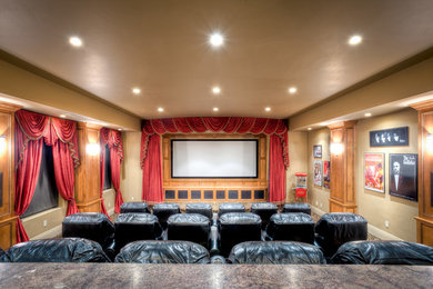 Inspiration for a mediterranean home theater remodel in Sacramento