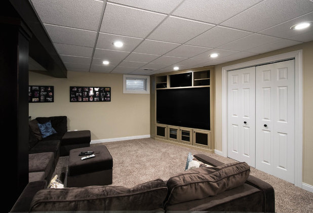 Contemporary Home Theater by Design First Builders